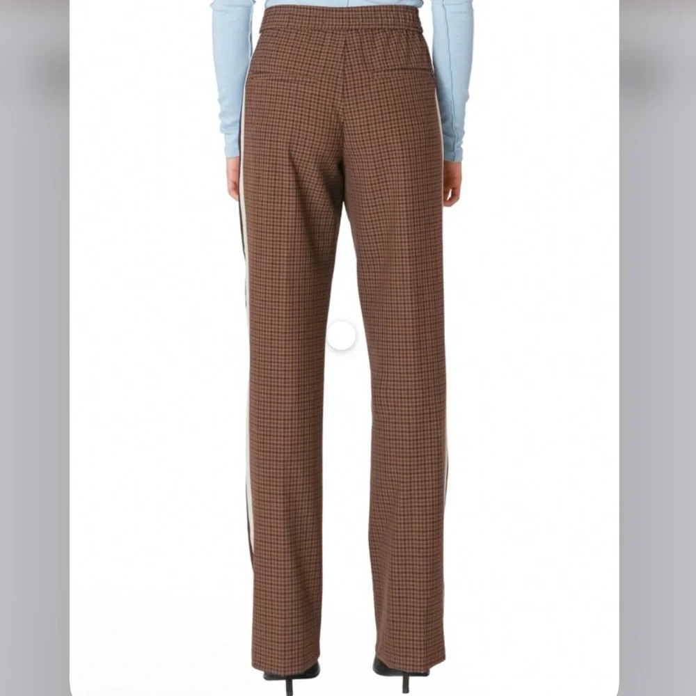 ZARA- Brown Houndstooth Pants with Side Stripe. Size: small - Picture 4 of 8